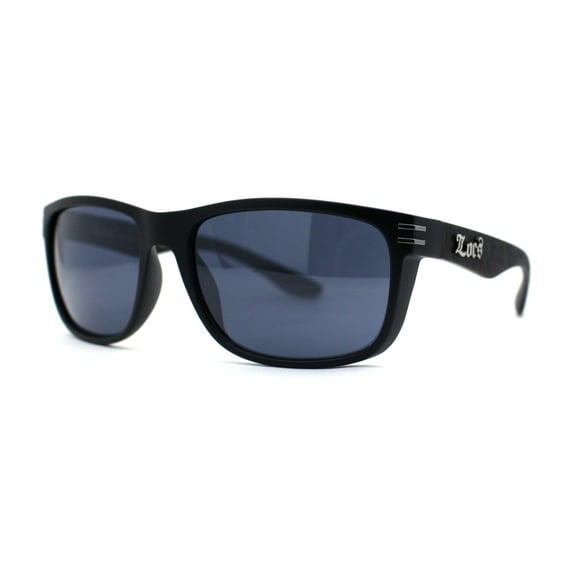 Locs Mens Woodgrain Arm Rectangular Sport Horn Rim Sunglasses Brown Wood Black