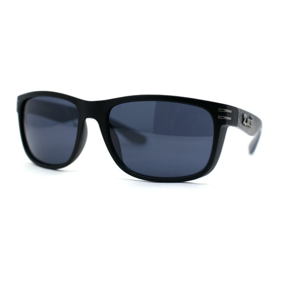 Locs Mens Woodgrain Arm Rectangular Sport Horn Rim Sunglasses Light Grey Wood Black