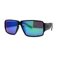thumbnail image 1 of Locs Oversized Mirror Lens Thin Plastic Gangster Rectangle Sunglasses Matte Black Green Mirror, 1 of 4