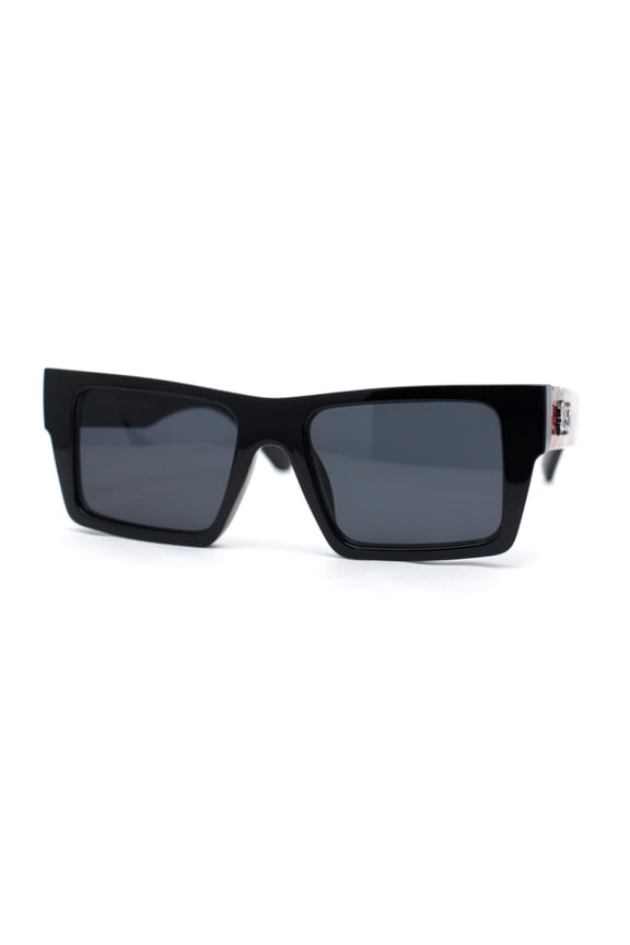 Locs Paint Splatter Arm Squared Rectangular Horn Rim Plastic Gangster Sunglasses Orange White Red