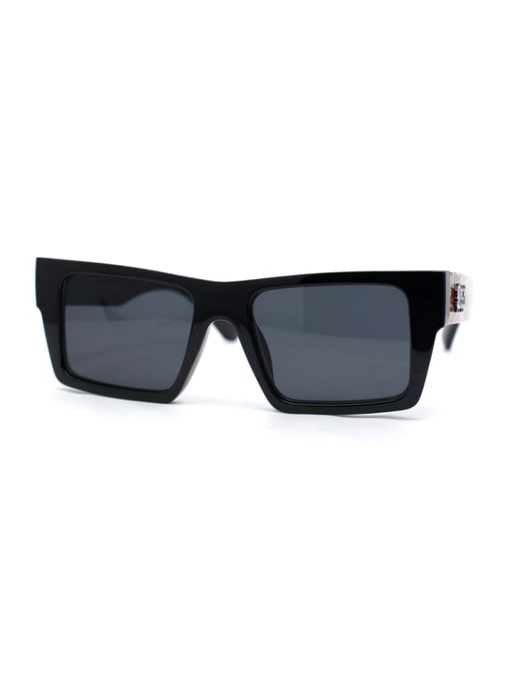 Locs Paint Splatter Arm Squared Rectangular Horn Rim Plastic Gangster Sunglasses Orange White Red