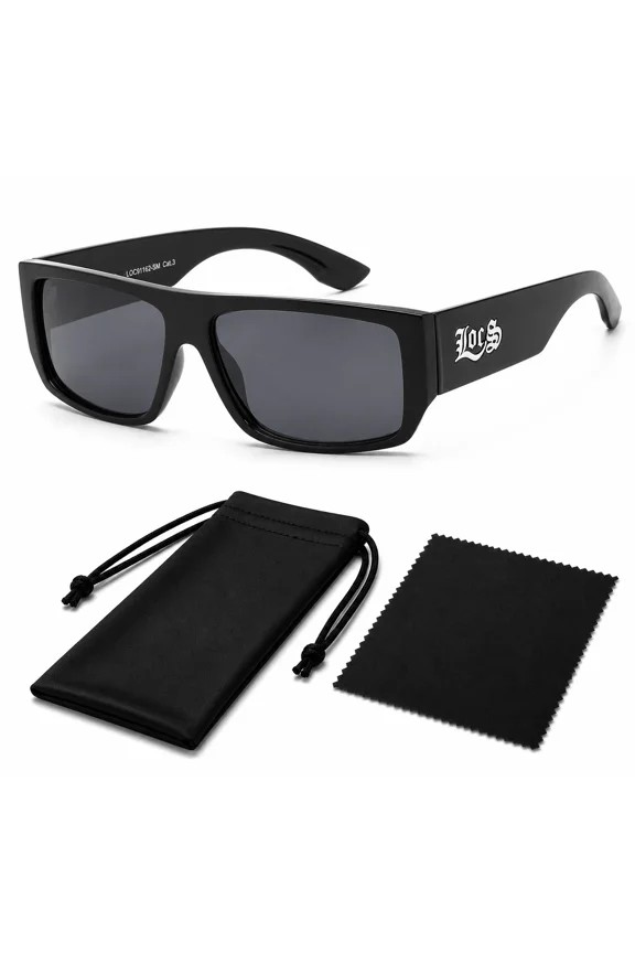 Locs Rectangular Flat Top Black Frame Anti Glare UV400 Men's Sunglasses