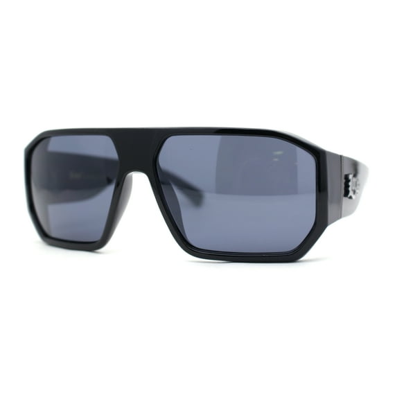 Locs Squared Thick Mid Temple Racer Flat Top Sunglasses All Black
