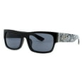 thumbnail image 1 of Locs Sunglasses Hardcore Shades Shiny Black Rectangular Skull Graffiti Art UV400, 1 of 4