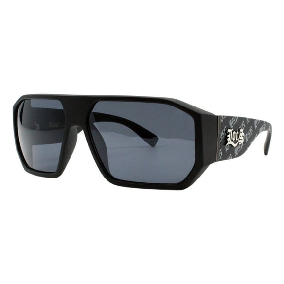 Locs Sunglasses Men's Matte Black Geometric Square Gangster Hip Hop UV400 Logo