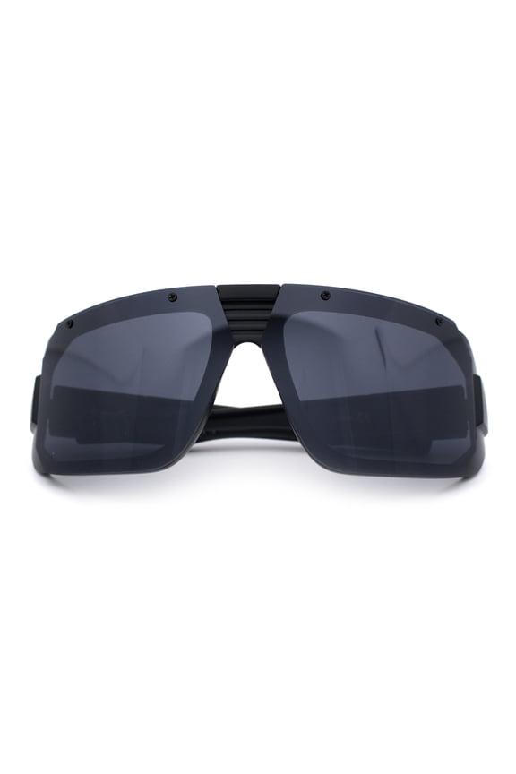 Locs USA Flag Oversized Wrap Around Gangster Plastic Biker Sunglasses [B/W - Black]