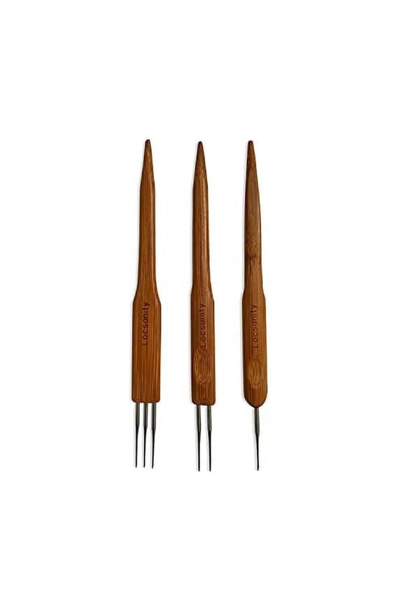 Dreadlocks Crochet Needle Set - Single, Double & Triple Tapered Crochet Hook for Locs, Bamboo Handle Interlocking & Maintenance Tool
