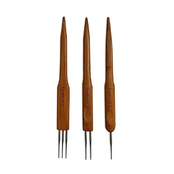 Locsanity Dreadlocks Crochet Needle Set with Bamboo Handles, Single, Double and Triple Crochet Hooks, 3 Piece