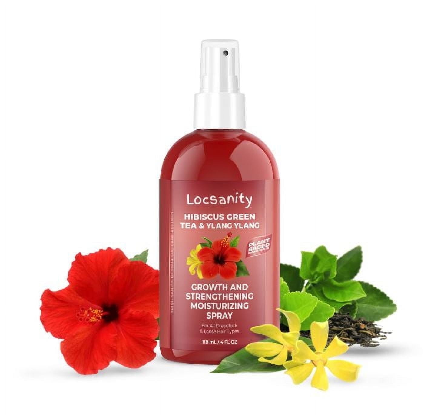 Locsanity Hibiscus Green Tea and Ylang Ylang Hair Spray – Lightweight Hydration & Scalp Refresh for Locs, Twists, Braids & Natural Hair – Trial Size 4 oz