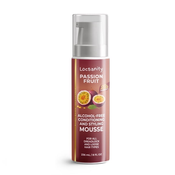 Locsanity Passion Fruit Alcohol-Free Conditioning and Styling Hair Mousse, Lightweight Travel Size