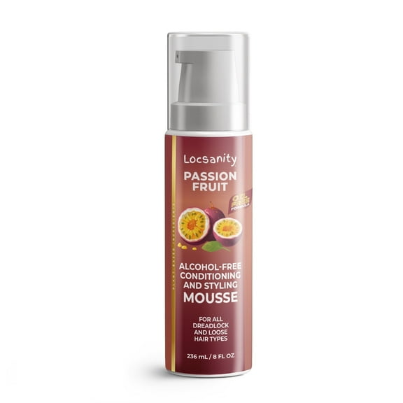 Locsanity Passion Fruit Alcohol-Free Hair Mousse - Lightweight Conditioning & Styling Travel Mousse