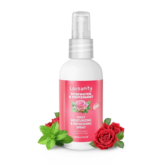 Locsanity Rosewater & Peppermint Daily Moisturizing Spray Nourishing Hair & Scalp Hydration, 4oz Trial Size