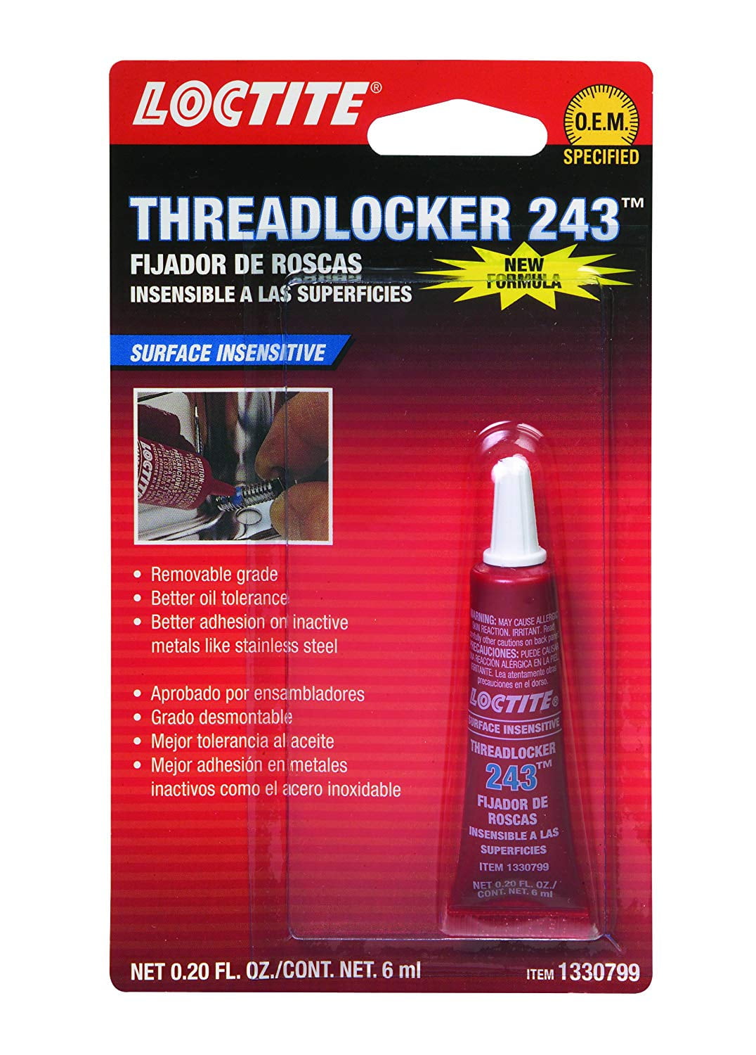 Loctite 1330799 243 Blue Oil Resistant Threadlocker Tube, 6milliliter