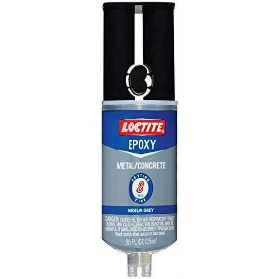 Loctite 1919325-8 Metal and Concrete Epoxy Syringe, 25-Millileter Syringes, Case of 8, Medium Grey