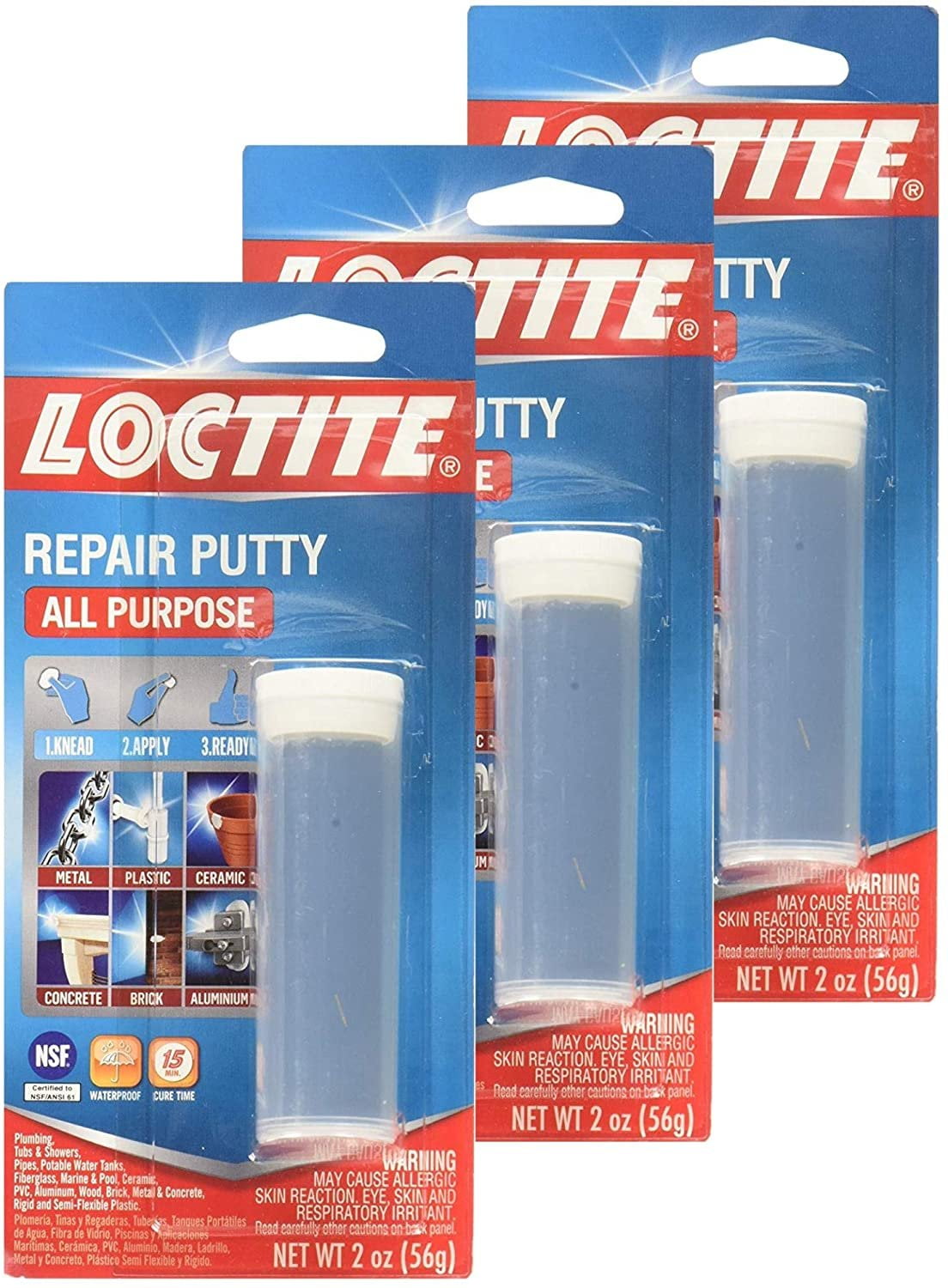 Loctite 1999131 All Purpose Repair Putty, 2 Ounces 3 Pack