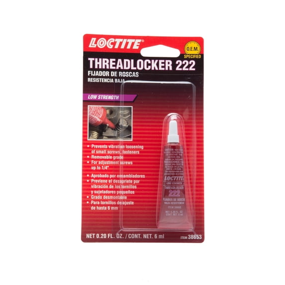 Loctite 222 Threadlocker for Automotive, High-Temp, Low-Strength, Anaerobic, Purple, 6mL Tube, 2 Pack (PN: 38653-555339)