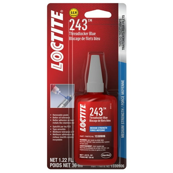 Loctite 243 Blue Medium Strength Hardware Adhesive 0.5 fl. oz. for Active and Passive Metals
