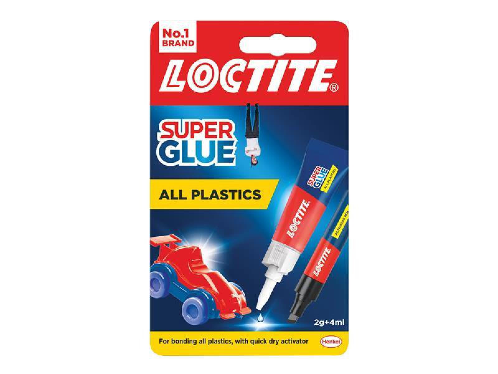 Loctite Super Glue for All Plastics, Metal, Leather, Wood, with Activator Pen 2g & Tube 4ml