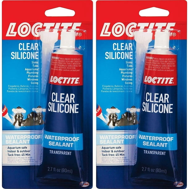 Loctite Clear Silicone Waterproof Sealant 2.7Ounce Tube 908570, 2 Pack