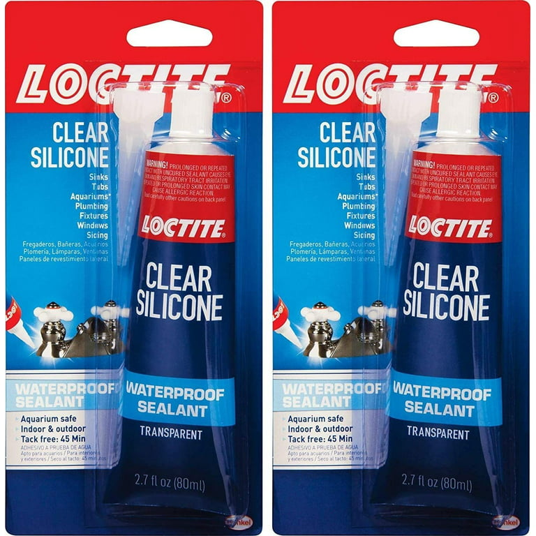 Loctite Clear Silicone Waterproof Sealant 2.7-Ounce Tube (908570), 2 Pack