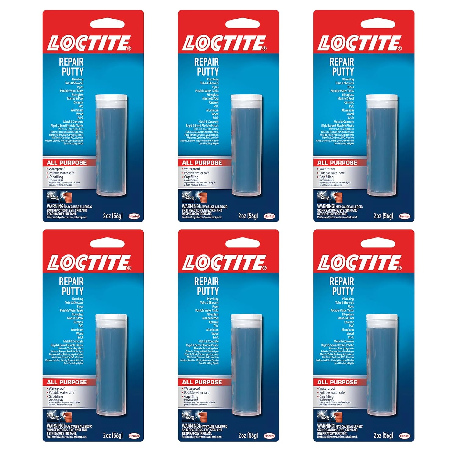 Loctite Epoxy Multi Purpose Repair Putty , 2 oz Stick, 6 Pack
