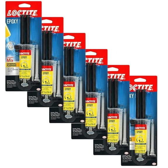 Loctite Epoxy One Minute Instant Mix Syringe - 1 Min Dry Time - 6 Pack, 0.47 fl oz