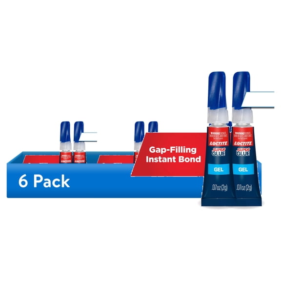 (6 pack) Loctite Super Glue Gel Tube, 1 Pack of 2 Tubes, Clear 0.07 oz Tubes