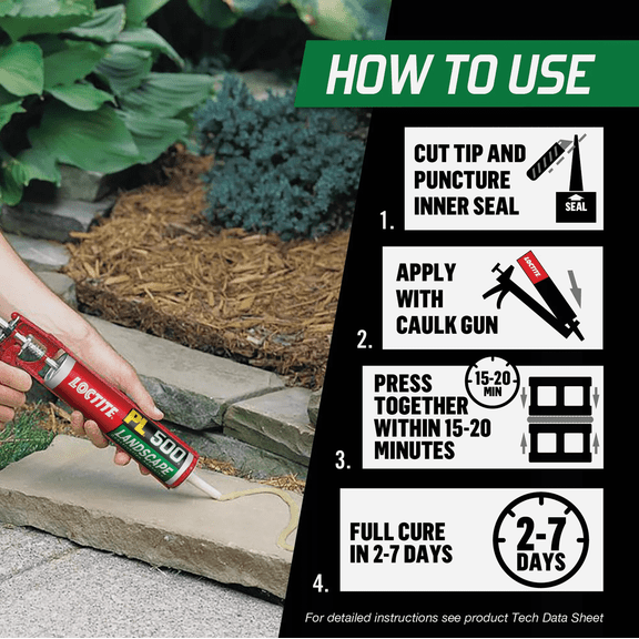 Loctite PL 500 Block Landscape Adhesive - Single Pack Residential Use, Standard Application