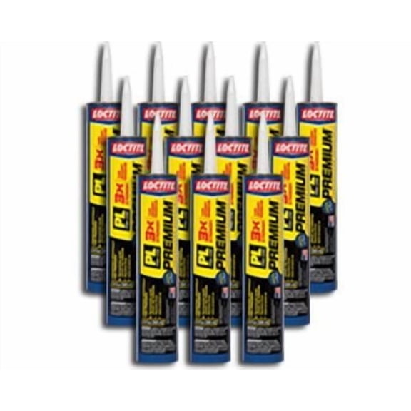 Loctite PL Premium Polyurethane Construction Adhesive - Strong Bond - 12 Tubes, 28 oz Exterior Wood Surfaces, UV-Resistant Formula