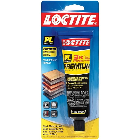 Loctite PL Premium Polyurethane Construction Adhesive, 4 Ounce Squeeze Tube, 12-Pack 1873776-12
