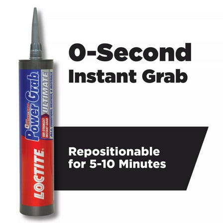 Loctite Power Grab Construction Adhesive Ultimate, Pack of 1, White 9 fl oz Cartridge