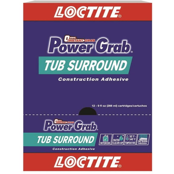 Loctite Power Grab Tub Surround Construction Adhesive, 9 fl oz, 1, Cartridge