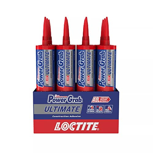 Loctite Power Grab Ultimate Construction Adhesive, 9 fl oz Cartridge, 12 Pack - Versatile High Strength, Wide Temperature Range Construction Glue