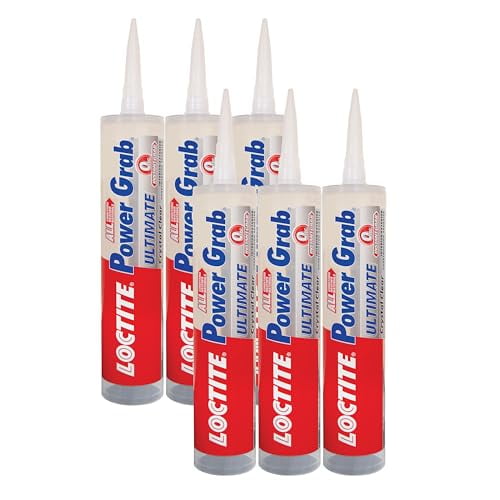 Loctite Power Grab Ultimate Crystal Clear Construction Adhesive, 9 fl oz Cartridge, 6 Pack - Versatile Construction Glue for Glass, Wood, Metal & More