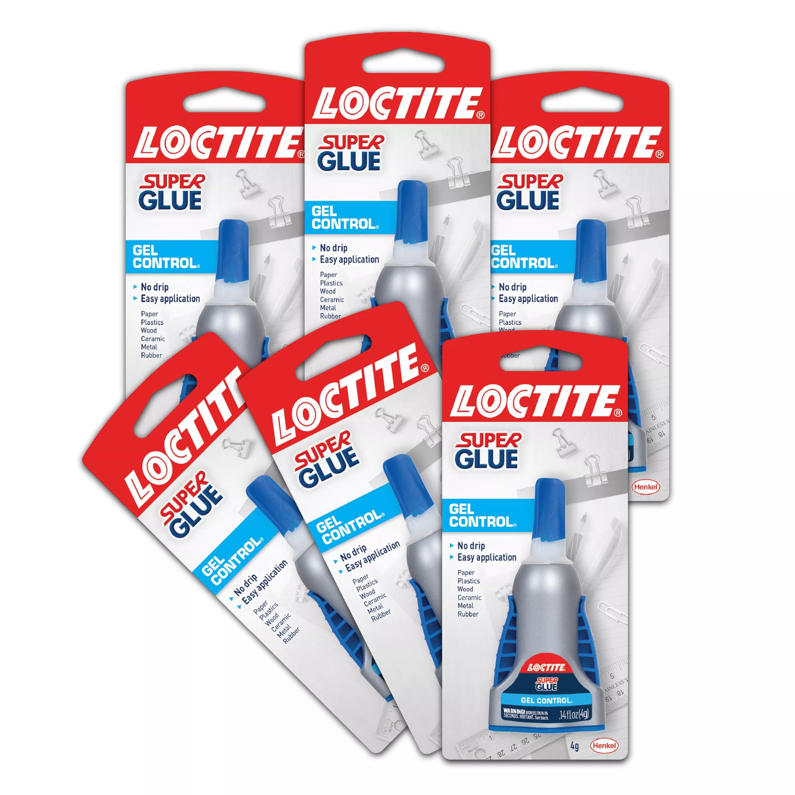 Loctite Super Glue Gel Control, Clear, 0.14 fl oz Bottle, 6 Pack ...