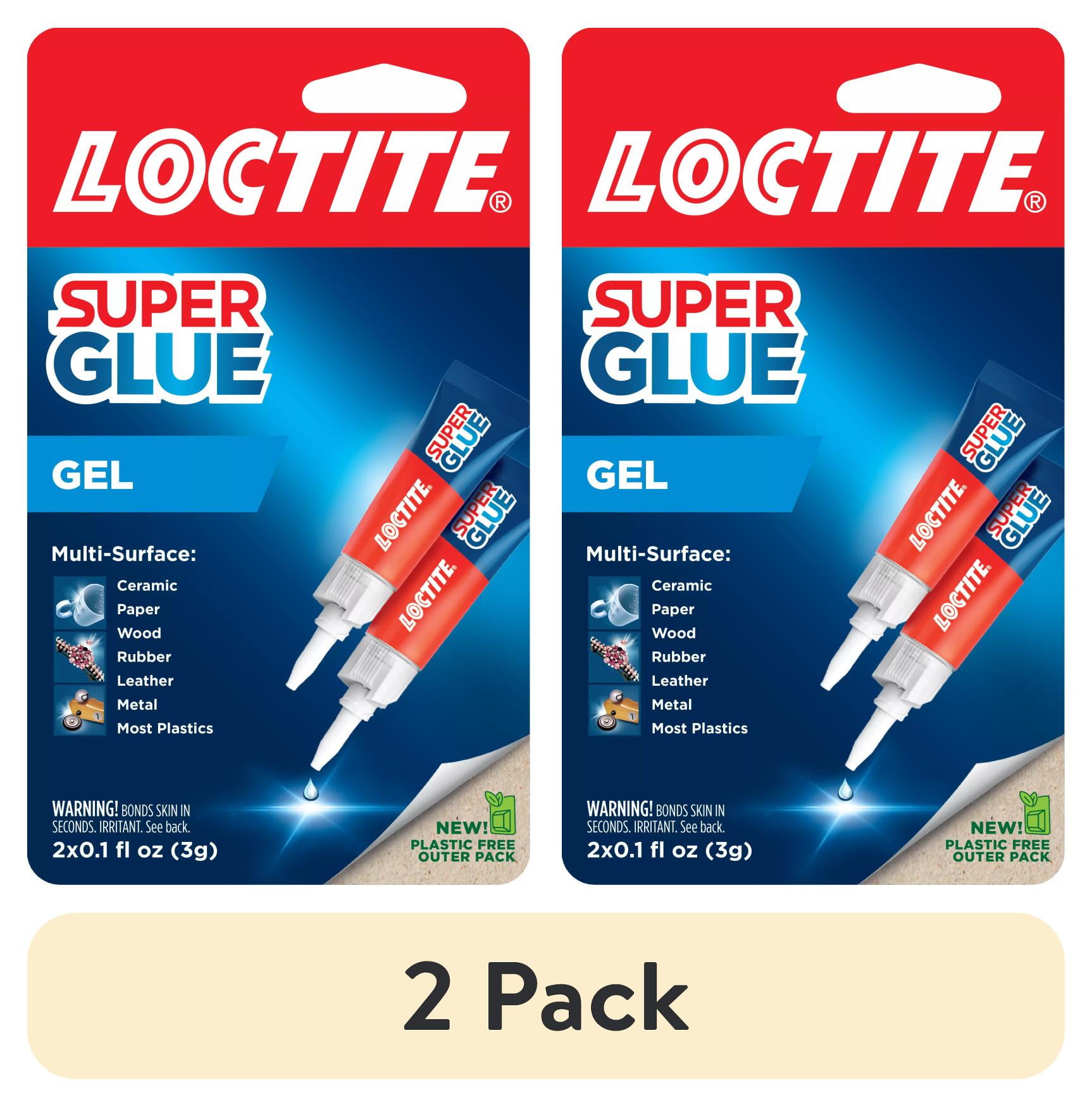 2 pack) Loctite Super Glue Gel Tube, 1 Pack of 2 Tubes, Clear 3 g Tubes 