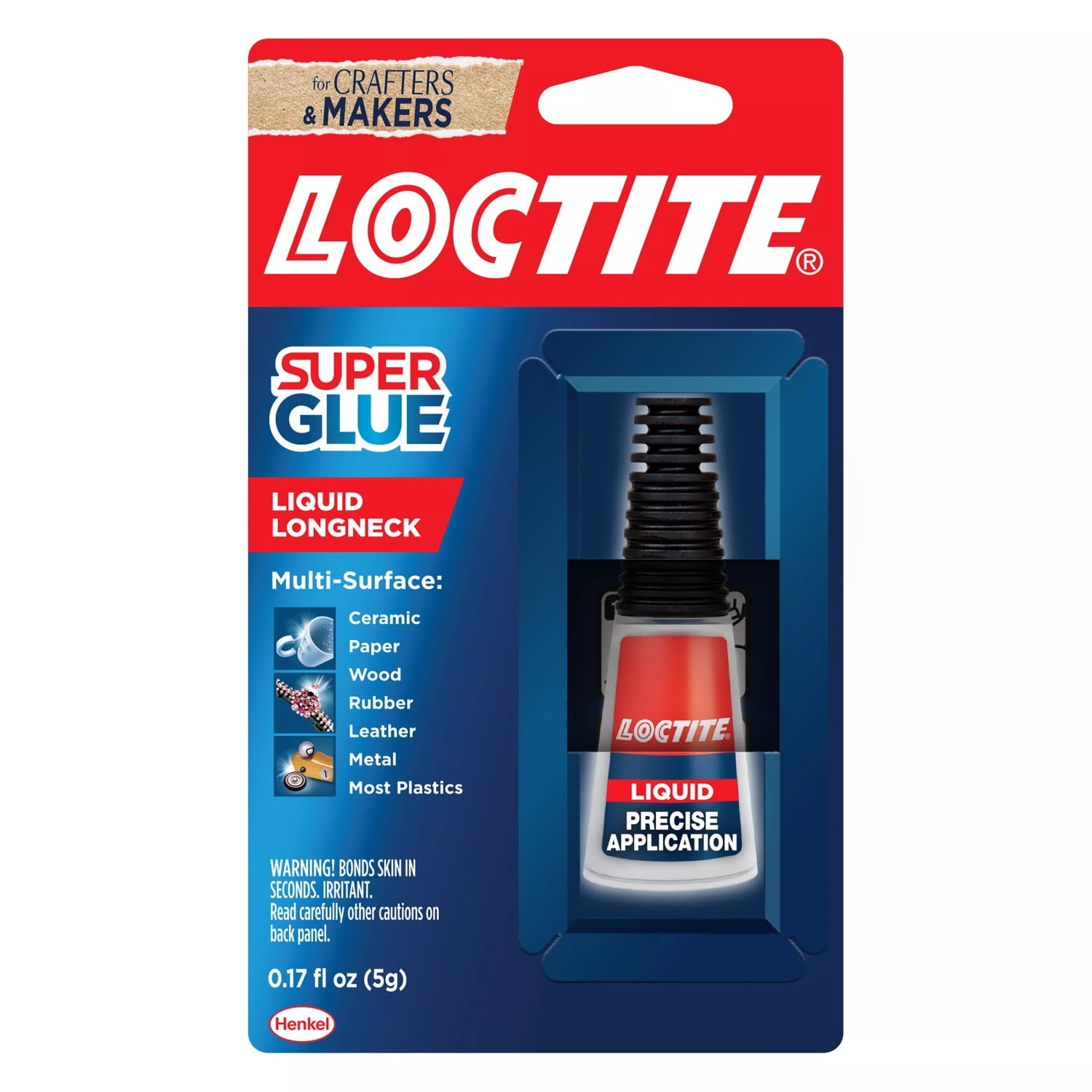Loctite Super Glue Liquid Longneck Bottle, Pack of 1, Clear 0.18 oz Bottle
