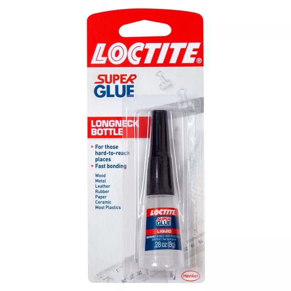 Loctite Super Glue Liquid Longneck Bottle, Pack of 1, Clear 0.28 oz Bottle