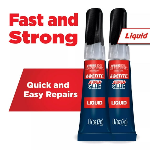 Loctite Super Glue Liquid Tube, 1 Pack of 2 Tubes, Clear 0.07 oz Tubes