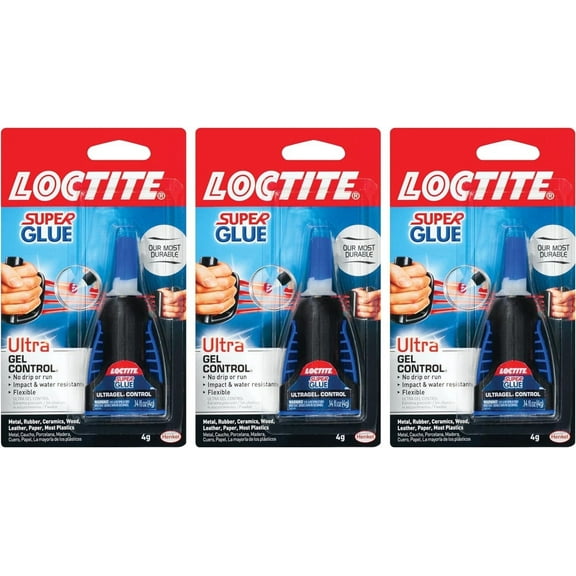 Loctite Super Glue Ultra Gel Control, Clear, 4 g Bottle, Pack of 3