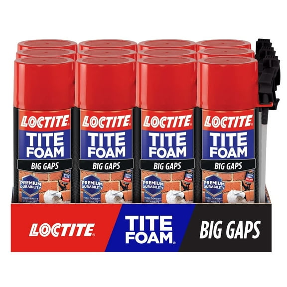 Loctite Tite Foam Big Gaps Spray Foam Sealant, Polyurethane Expanding Foam Insulation - 12 fl oz Can, Pack of 12