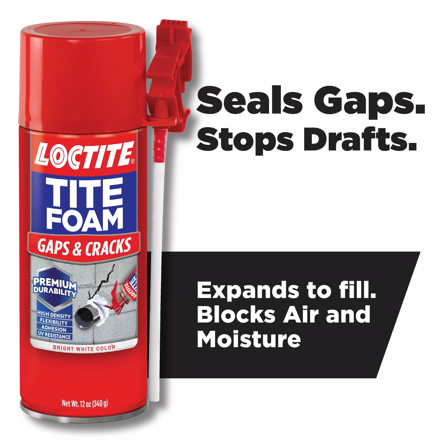 Loctite Tite Foam Insulating Foam Sealant Gaps & Cracks, Pack of 1, White 12 oz Can