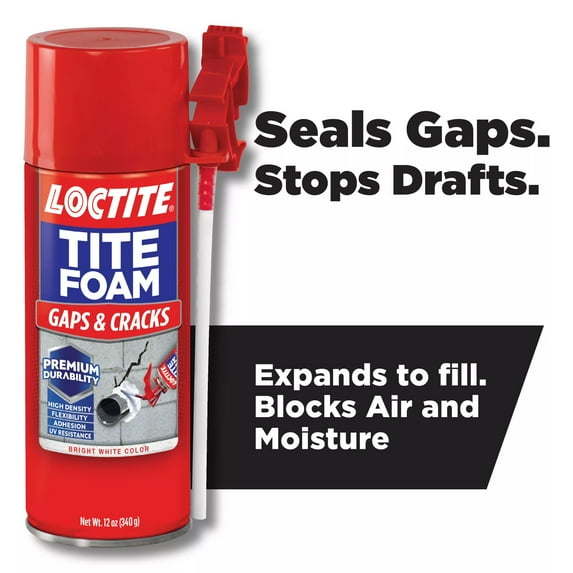 Loctite Tite Foam Insulating Foam Sealant Gaps & Cracks, Pack of 1, White 12 oz Can