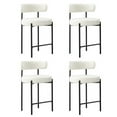 thumbnail image 1 of Locus Bono 24" Boucle Counter Stools Set of 4,White Bar Stools with Backs,Counter Height Bar Stools for Kitchen Island/Kitchen Counter,Upholstered Counter Chairs (White), 1 of 5