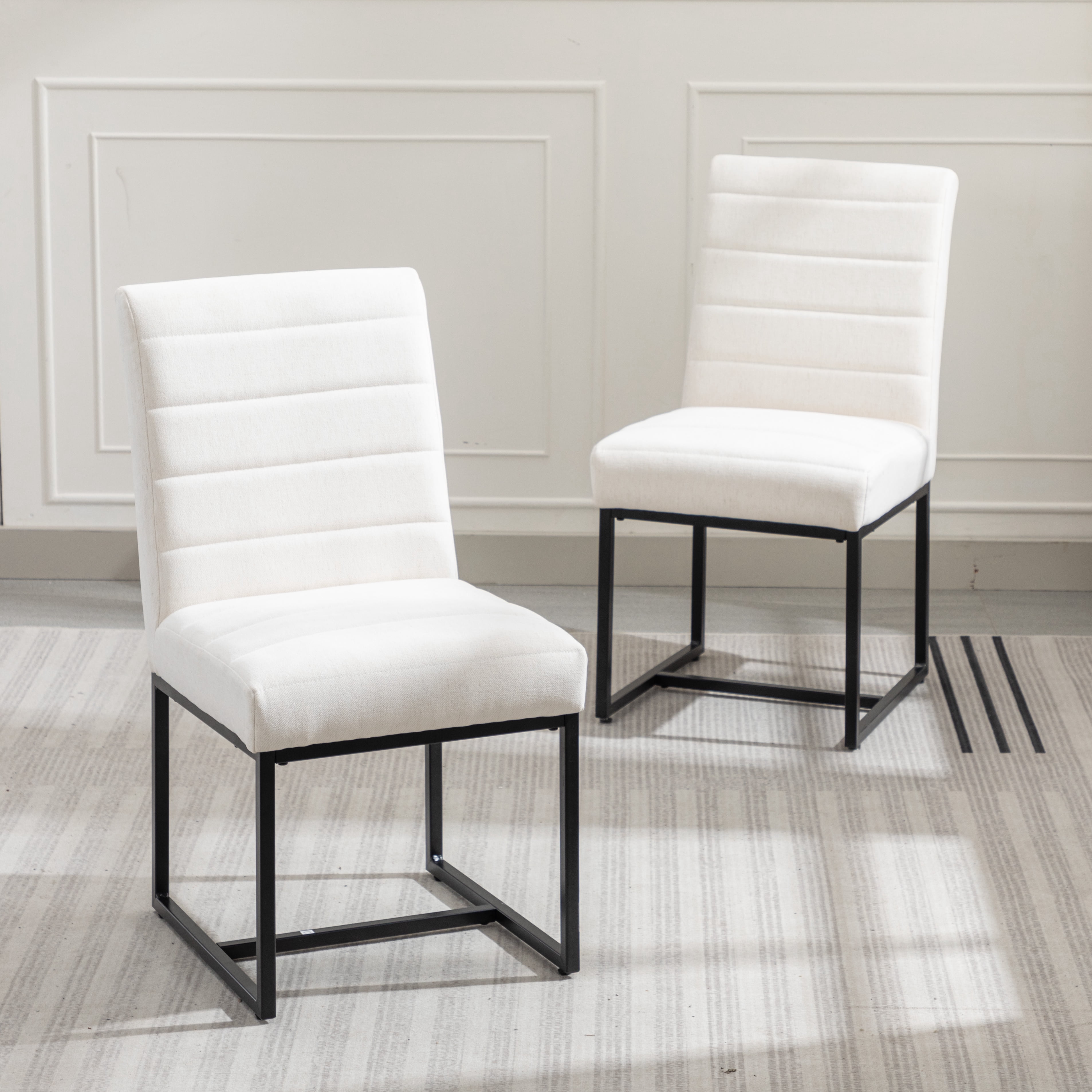 Locus Bono Upholstered Dining Chairs Set of 2, Modern Linen Dining Room ...