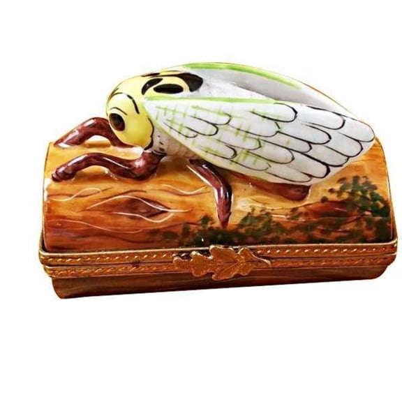Locust on Log Limoges Box for Elegant Collectors Limoges Box Porcelain Figurine
