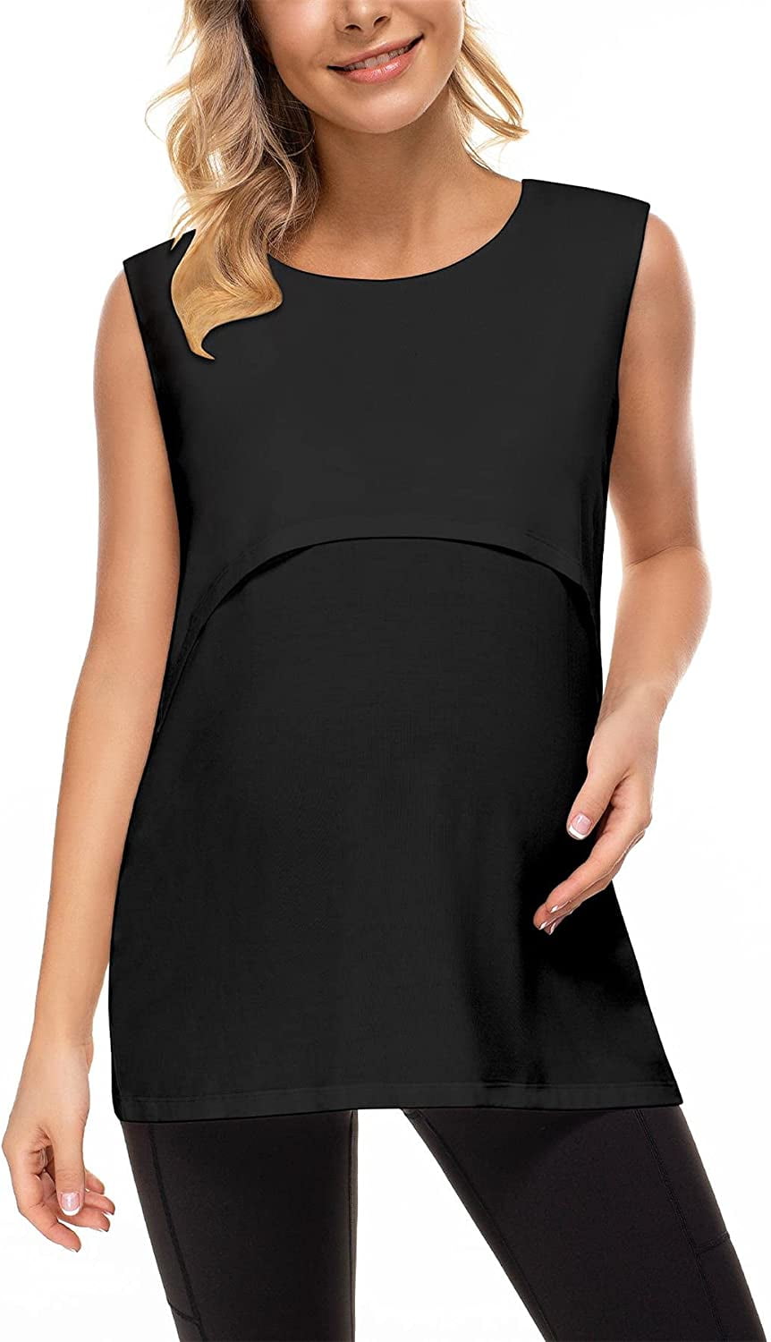 Loday Women Maternity Nursing Tank Tops Breastfeeding Shirts Double