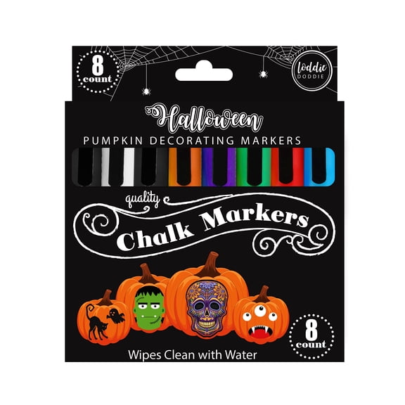 Loddie Doddie Halloween Pumpkin Decorating Chalk Markers, 8 Count