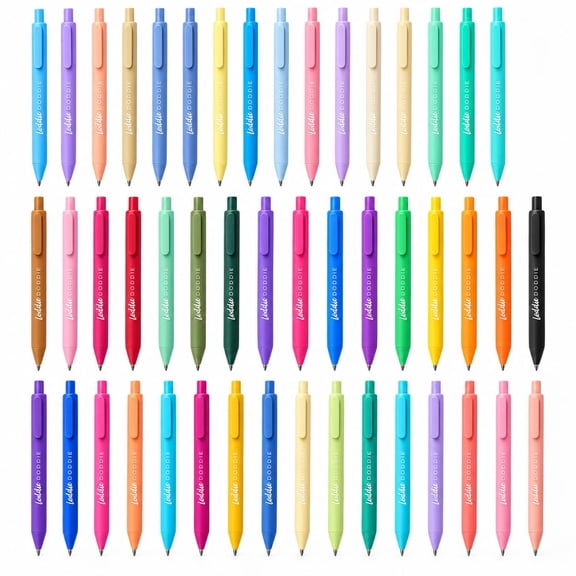 Loddie Doddie Retractable Gel Pens, 0.7 mm, Soft-Touch Satin Grip, Assorted Colors, 48 Count