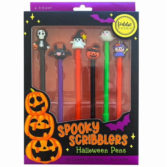 Loddie Doddie Spooky Scribblers Halloween Character Pens, Black Ink, 6 Count
